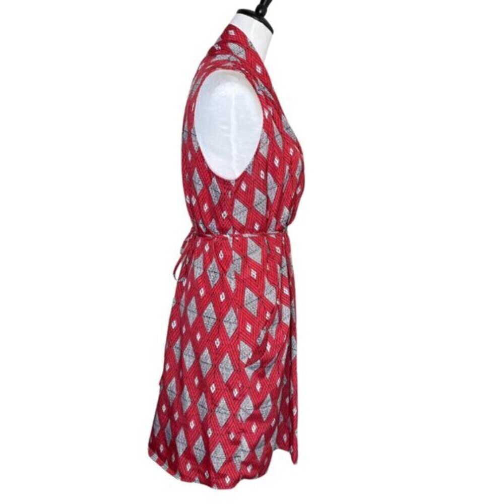 Collective Concepts Red Mod Geometric Diamond Tulip Mini Dress L - Picture 4 of 7